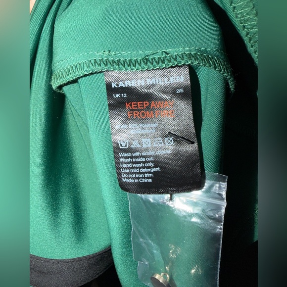 Karen Millen Emerald Green Shirt Dress with Black Trim - Picture 7 of 15